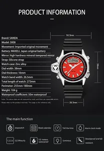 Specifiche tecniche e funzioni dell'orologio sportivo impermeabile SANDA 3008