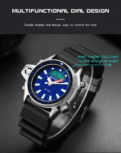 Dettaglio dell'orologio sportivo SANDA con funzione di luce fredda per visione notturna