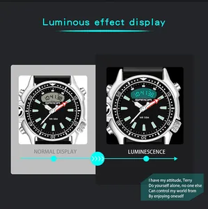 Effetto luminoso dell'orologio sportivo SAMDA impermeabile con doppio display