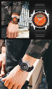 Vista dettagliata dell'orologio sportivo SAMDA da uomo impermeabile con resistenza 50m