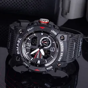 SMAEL men's rugged waterproof outdoor sports watch with dual digital analog display