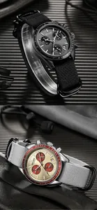 Detailed close-up of MEGIR 2247 men's chronograph watches featuring durable canvas straps