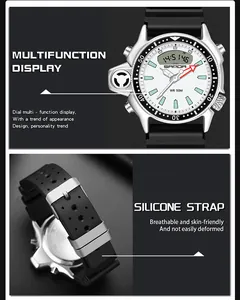 Dettaglio dell'orologio sportivo SAMDA impermeabile con display multifunzione e cinturino