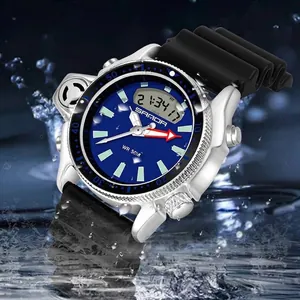 Orologio sportivo multifunzionale SANDA con quadrante blu e cinturino nero impermeabile