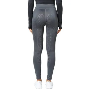 Rückansicht von Damen Reitleggings mit Silikon-Vollbesatz in Anthrazitgrau Details