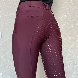 Hochwertige Reithose für Damen in Weinrot mit Vollbesatz-Silikongrip für den Reitsport