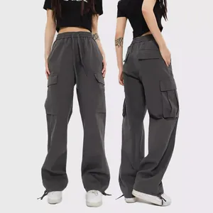 Pantaloni cargo vintage grigio scuro a gamba larga per streetwear unisex