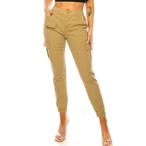 Women's Outdoor Cargo Pants Multi-Pockets Elastic Waist Casual Joggers Streetwear Trousers Cotton Fashion Cargo Pants