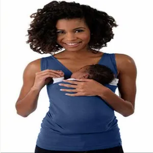 Detail view of navy blue kangaroo baby carrier t-shirt for parent-child bonding time