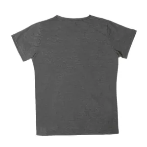 Simple back view of a dark grey casual cotton blend t-shirt for women's daily wear