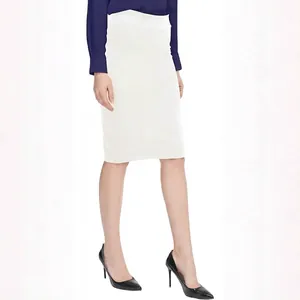 Elegant white high waist pencil skirt for professional office wear with slimming fit