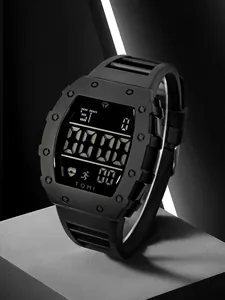 Detailansicht des digitalen Displays und des Herzfrequenzsymbols dieser Sportuhr