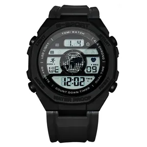 Montre Numérique de Sport pour Hommes Multifonctionnelle en Caoutchouc Résine LED Lumineuse Étanche Alarme Chronomètre Étudiant Mode Électronique