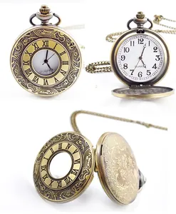 Detailansicht der antiken Bronze-Taschenuhr mit hohlgeprägtem römischem Zifferblatt