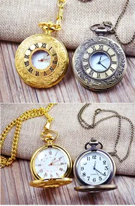 Detailansicht von zwei Vintage-Quarz-Taschenuhren in edler Gold- und Bronzeoptik.