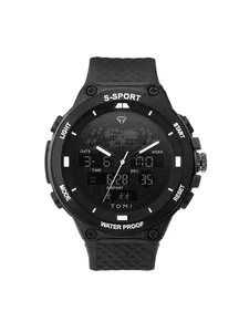 Montre de sport TOMI pour homme à double affichage avec bracelet en silicone étanche et cadran carte