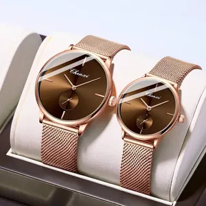 Chenxi Ρολόι Quartz για Ζευγάρια Λουράκι από Ανοξείδωτο Πλέγμα Λεπτή Κάσα Αλουμινίου Αδιάβροχο Μινιμαλιστικό Ρολόι Χειρός CX-061