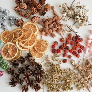 Detailed view of natural dried flowers and fruit slices for DIY aromatherapy crafts