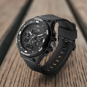 TOMI Montre de Sport pour Homme Double Affichage Numérique Analogique Étanche Créative Étudiant Montre de Loisir Bracelet en PU Plastique Montre Lumineuse