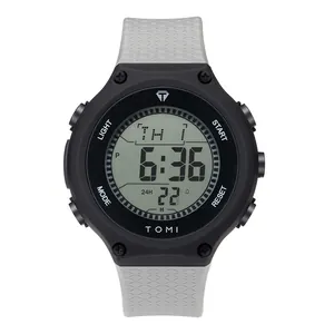 Montre de sport numérique étanche TOMI pour homme avec bracelet en silicone gris