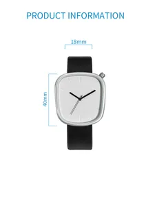 Vue détaillée d'une montre à quartz minimaliste avec spécifications de taille