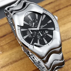 Montre de sport homme style Y2K argentée avec design wormhole et cadran noir chic