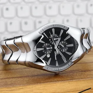 Montre de sport pour homme concept Y2K unique avec bracelet en acier inoxydable argent