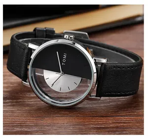 Detailansicht der TOMI Unisex-Uhr mit einzigartigem halbhohlem transparentem Zifferblatt