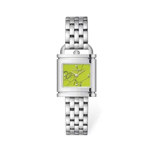Montre Carrée en Forme de Cadenas Rétro pour Femmes Montre à Quartz en Alliage Acier Inoxydable Étanche Verre Minéral Bijou