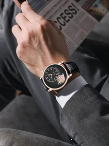 Orologio al quarzo da uomo TOMI face gear con cinturino in pelle stile business