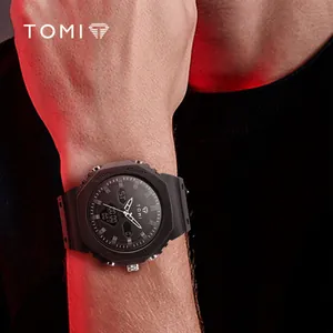 TOMI Herren Sport Digital-Analog Uhr Wasserdicht Leuchtend Schwarz Oktogonales Gehäuse