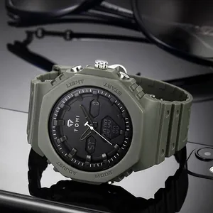 Modische Militärgrüne Sport-Digitaluhr für Herren mit wasserdichtem Leuchtzifferblatt