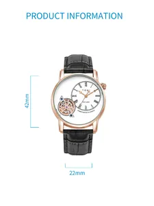 Vista dettagliata dell'orologio TOMI face gear con cassa da 42mm e cinturino 22mm.