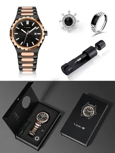 Set regalo orologio da uomo TOMI con anello, spilla e strumento di regolazione del cinturino