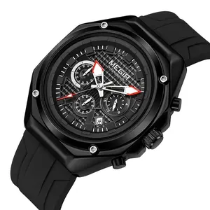 Reloj de Pulsera Deportivo para Hombre MEGIR 8118 Cuarzo Cronógrafo Luminoso Impermeable Correa de Silicona Moda Casual