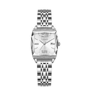 Elegant Labaoli women's square silver watch with stainless steel band