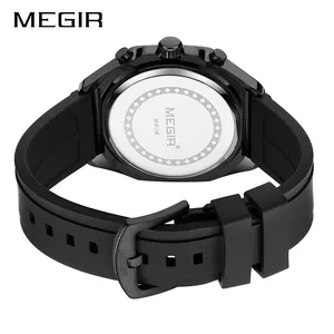 Reloj deportivo profesional MEGIR 8118 para hombre con correa de silicona negra duradera