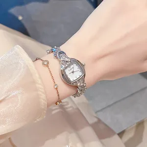 Γυναικείο ρολόι βραχιόλι Labaoli vintage τετράγωνο quartz με ασημένια διαμάντια