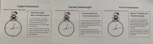 Mehrsprachige Bedienungsanleitung für mechanische Taschenuhren in Englisch, Deutsch, Französisch