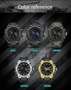 Detailed overview of five distinct color variations for Sanda military sport watches