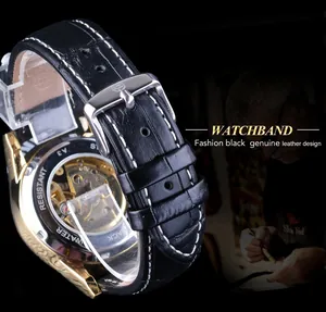 Détail de la montre automatique Forsining pour hommes avec bracelet en cuir noir