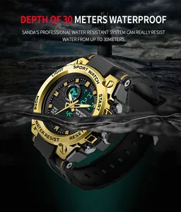 SANDA military style waterproof digital watch with 30m water resistance detail