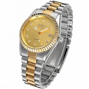Orologio meccanico automatico Winner da uomo con cinturino bicolore oro e argento
