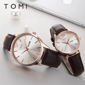 TOMI Quarzuhr Paar Set Minimalistische Analoge Armbanduhr Doppelkalender Legierung Gehäuse Kunstleder Armband Lässige Business Uhr