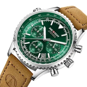 Orologio da Uomo al Quarzo Business Cronografo Multifunzione Luminoso Calendario Cinturino in Pelle Orologio Impermeabile