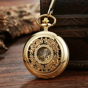 Montre à Gousset Mécanique Automatique Classique Vintage Or Argent Noir Couvercle Rabattable Alliage Pendentif Rétro Cadeau