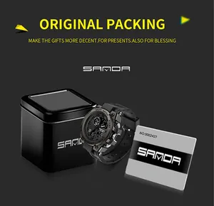 Sanda military style sports watch with original black tin gift box and brand card