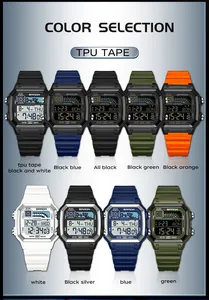 SANDA waterproof digital sports watch color selection with TPU strap