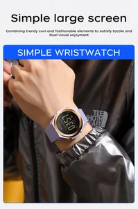 Montre de sport numérique SANDA étanche avec grand écran portée sur un poignet élégant
