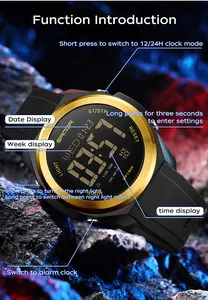 Guide détaillé des fonctions de la montre de sport numérique étanche SANDA avec LED
